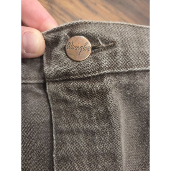 Vtg Wrangler Brown Denim Jeans 35x35 Straight Leg USA Zip Fly Faded - Picture 4 of 11